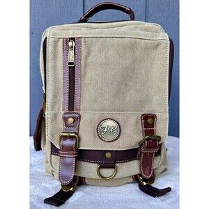F.G. Collection Canvas Vintage Style Messenger Crossbody Bag Khaki